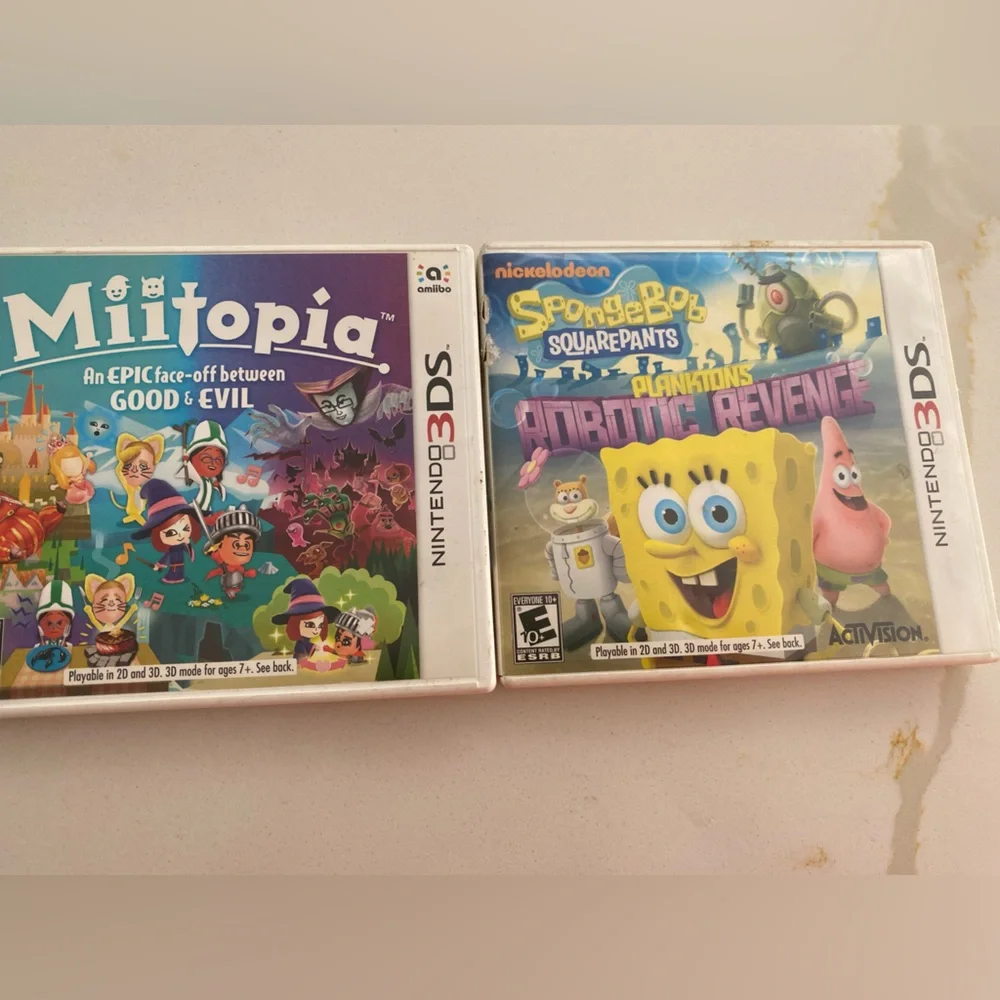 Nintendo 3DS Miitopia and SpongeBob Game Case - EMPTY INSIDE NO GAME